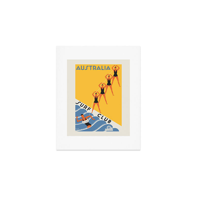 Art Deco Vintage Australia travel poster - Australia Surf Club, 1930s Art Print Gallery Image 1