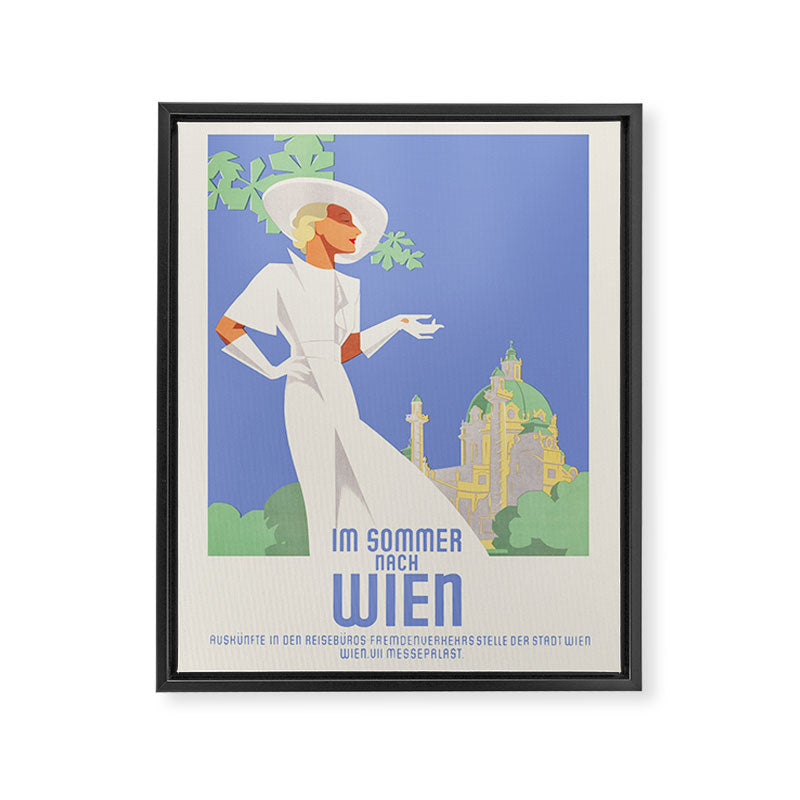 Art Deco Vintage Travel Poster - Spend Summer Days in Vienna, 1930s Framed Canvas Print Gallery Image 6