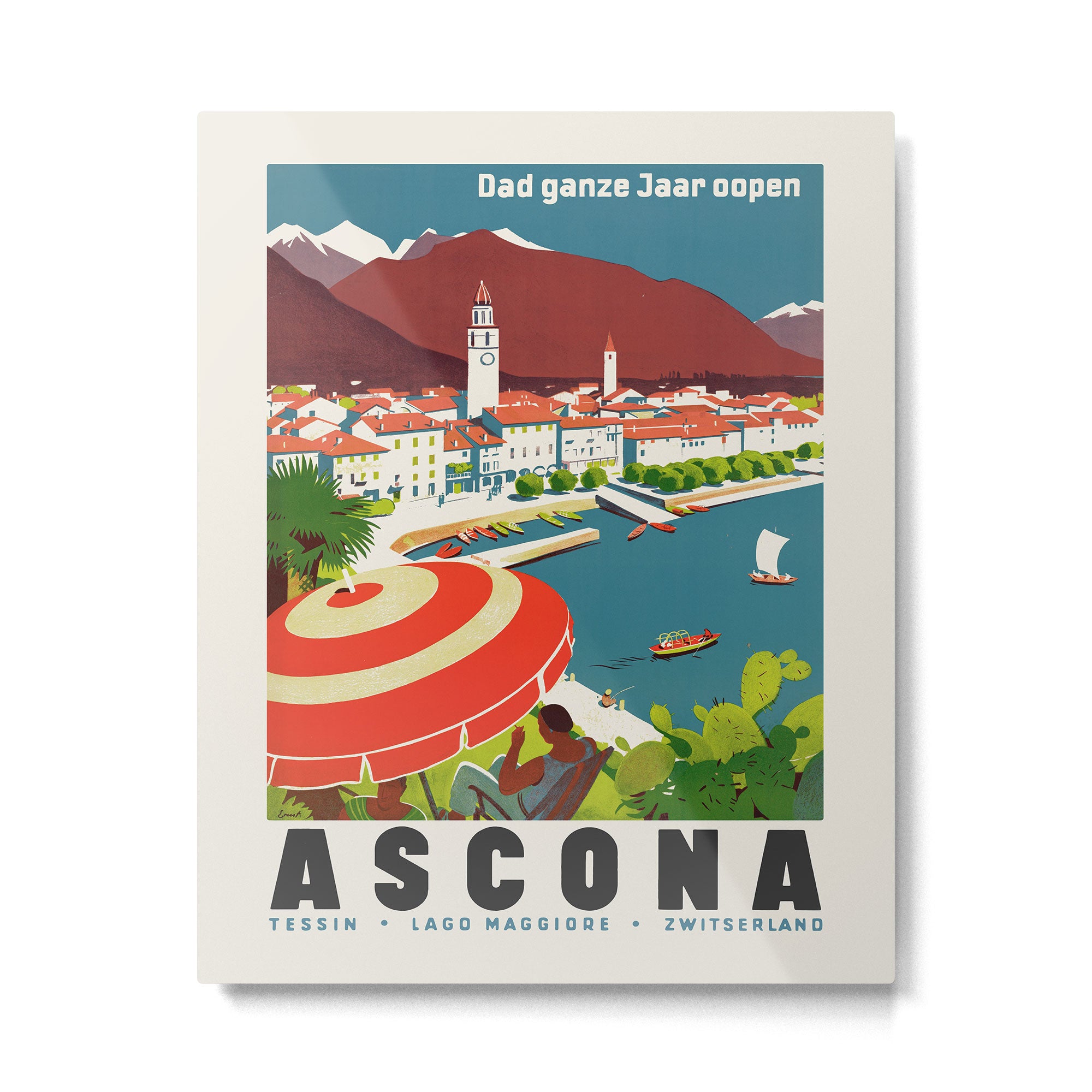 Ascona Vintage Art Deco Travel Poster, 1930s Metal Print Gallery Image 4