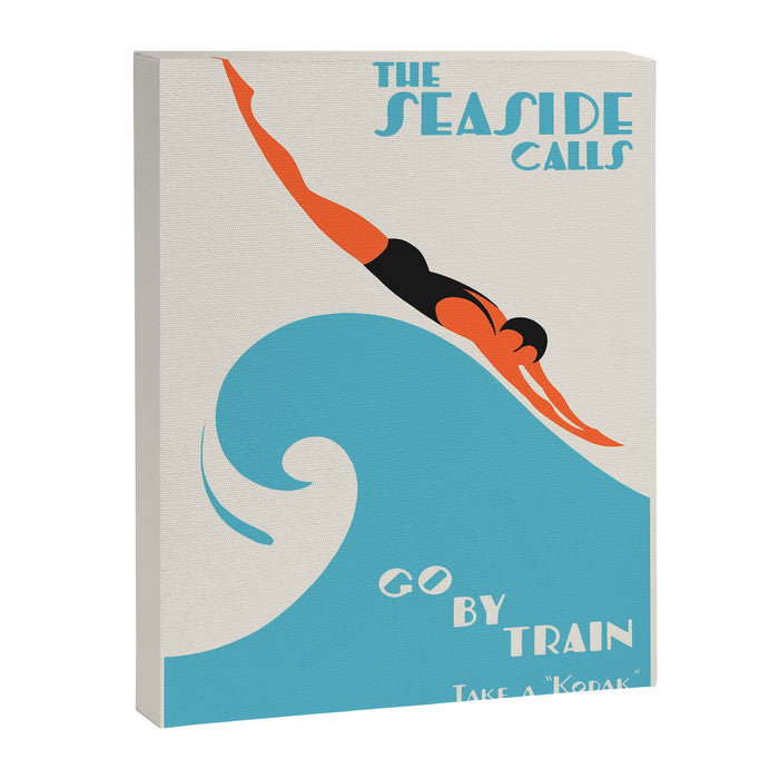 Australian Vintage Travel Poster - The Seaside Calls, 1930 Canvas Print Gallery Image 1