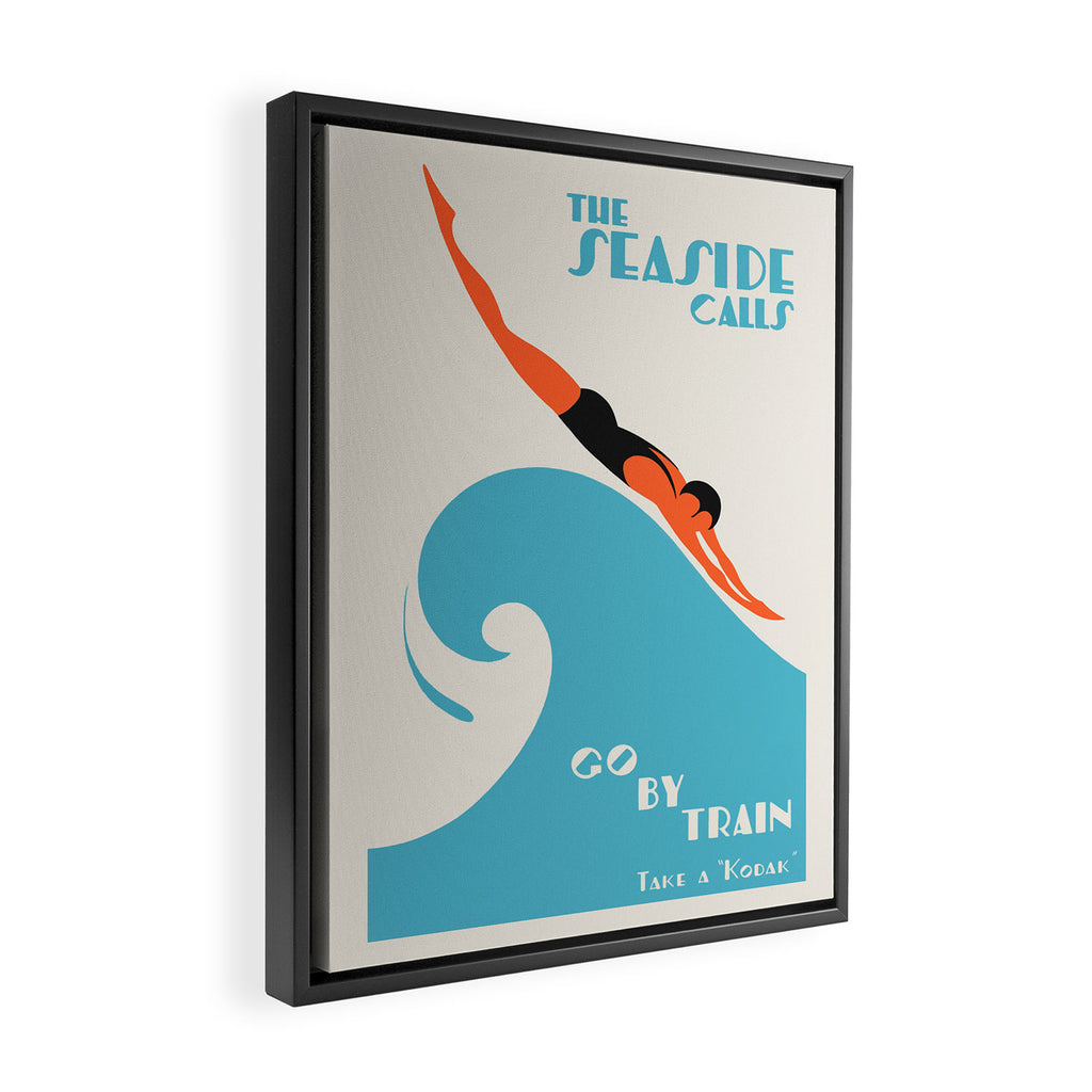 Australian Vintage Travel Poster - The Seaside Calls, 1930 Framed Canvas Print Gallery Image 2