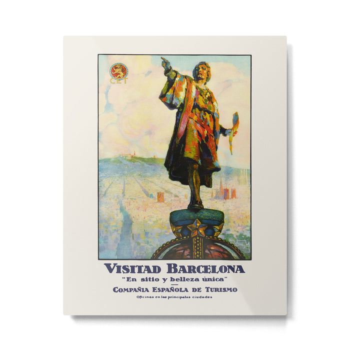 Barcelona Vintage travel poster, 1920s  Metal Print Gallery Image 1