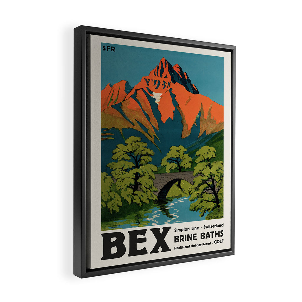 Bex Vintage Swiss Travel Poster, 1930s Framed Canvas Print Gallery Image 2