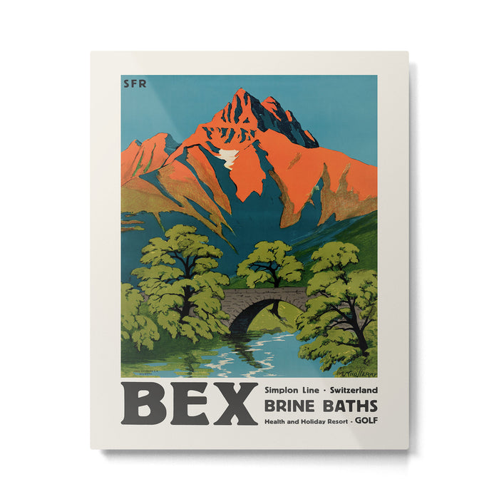 Bex Vintage Swiss Travel Poster, 1930s Metal Print Gallery Image 1