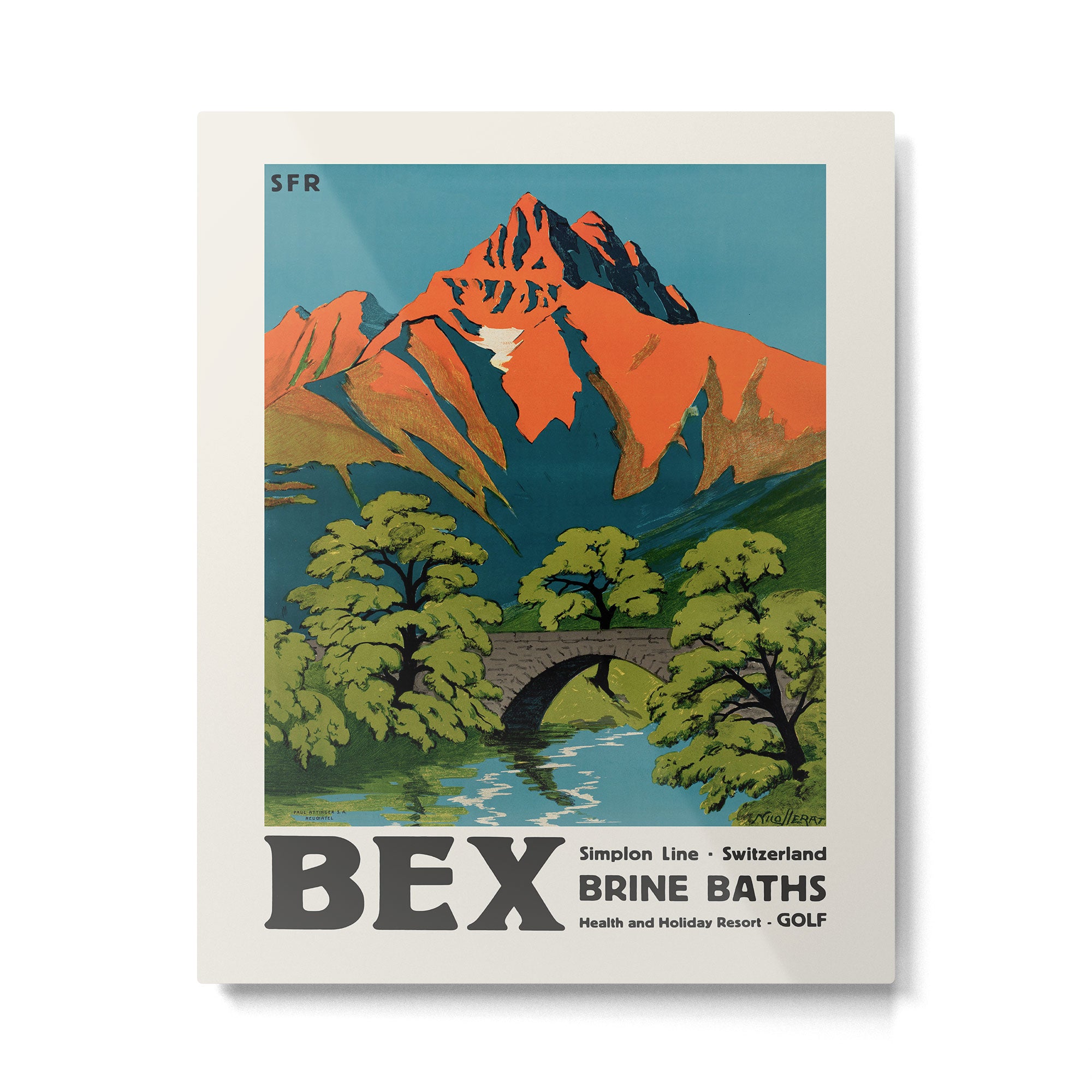 Bex Vintage Swiss Travel Poster, 1930s Metal Print Gallery Image 4