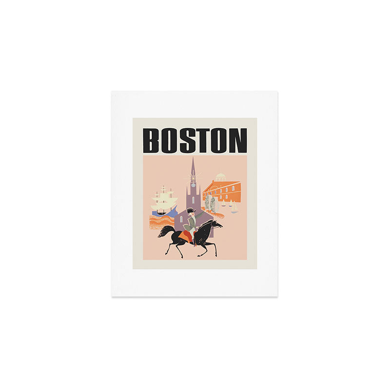 Boston Massachusetts Vintage travel poster, 1950s Art Print Gallery Image 1