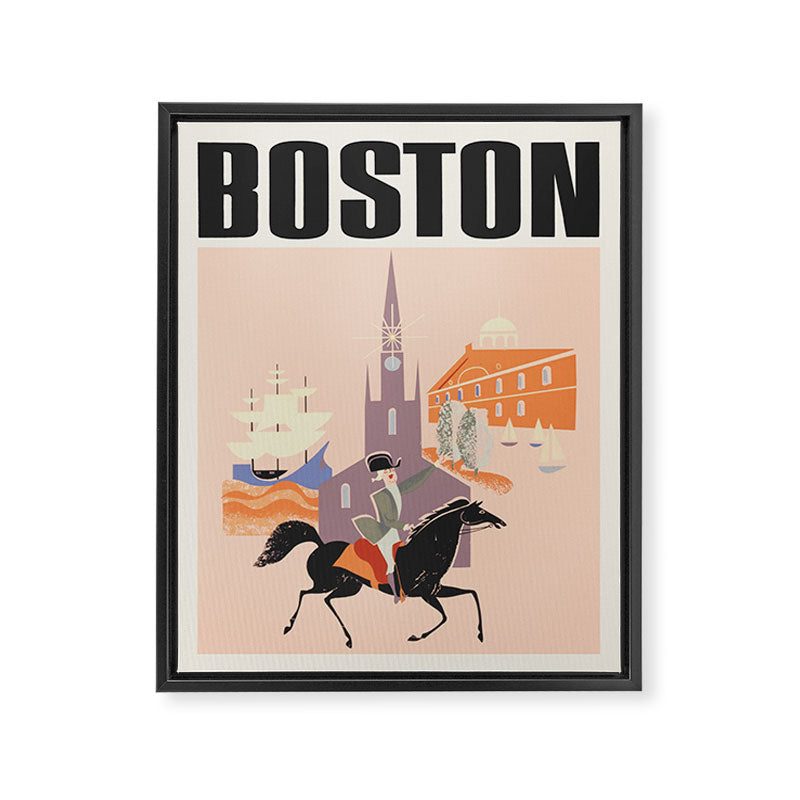 Boston Massachusetts Vintage travel poster, 1950s Framed Canvas Print Gallery Image 6