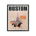 Boston Massachusetts Vintage travel poster, 1950s Framed Canvas Print Gallery Image 6