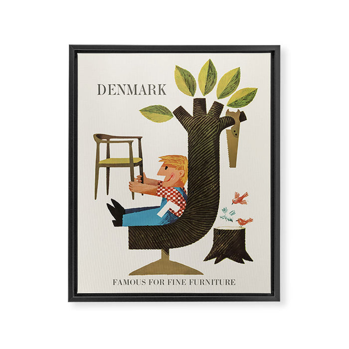 Denmark Vintage travel poster, 1960s Framed Canvas Print Gallery Image 1