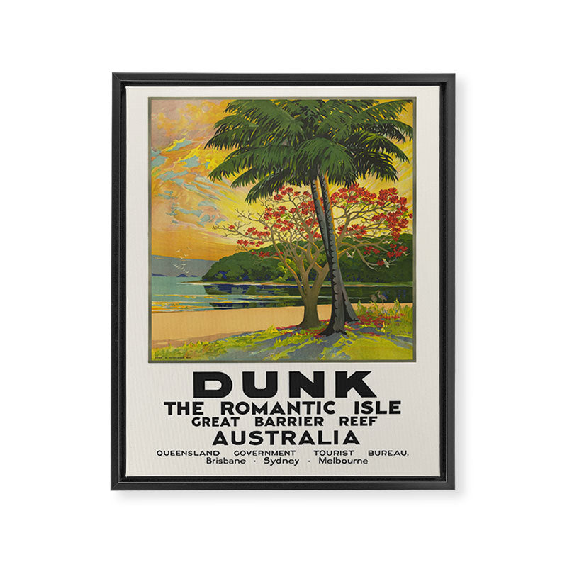 Dunk Island, Great Barrier Reef - Vintage Australian travel poster, 1930s Framed Canvas Print Gallery Image 6