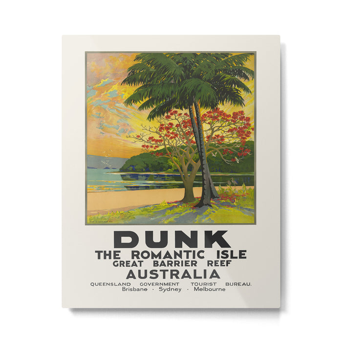Dunk Island, Great Barrier Reef - Vintage Australian travel poster, 1930s Metal Print Gallery Image 1