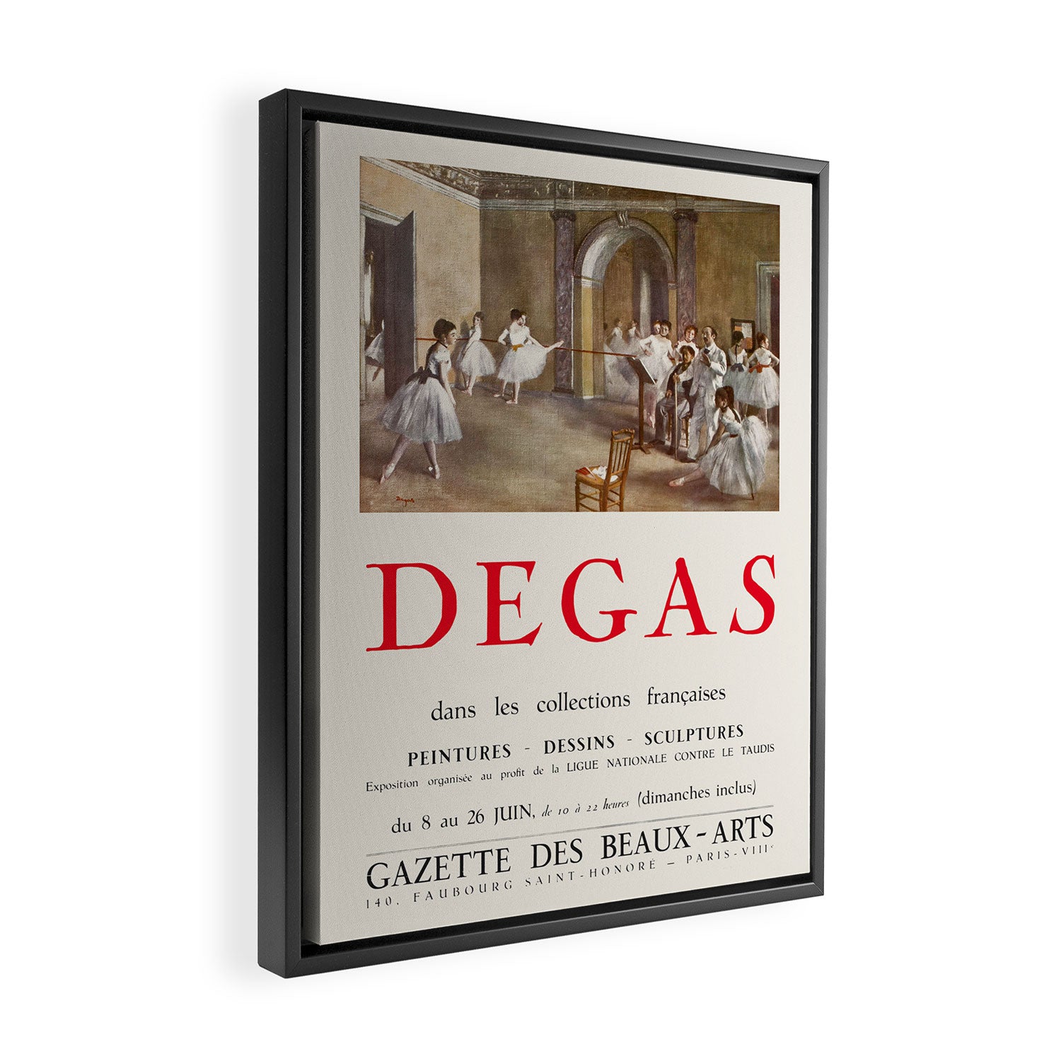 Edgar Degas Vintage Exhibition Poster, 1955 Framed Canvas Print Gallery Image 2