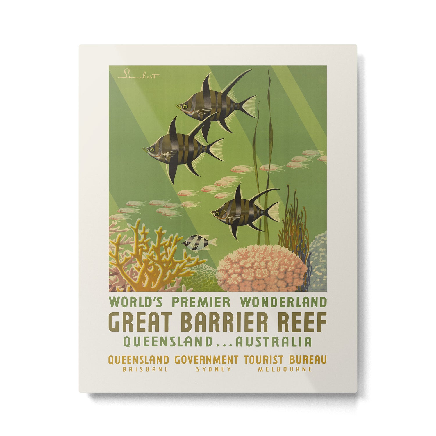 Great Barrier Reef, Queensland - Vintage australian travel poster, 1930s Metal Print Gallery Image 4