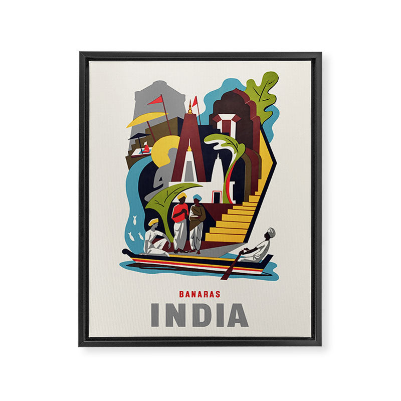 India Vintage Travel Poster, 1950s Framed Canvas Print Gallery Image 6