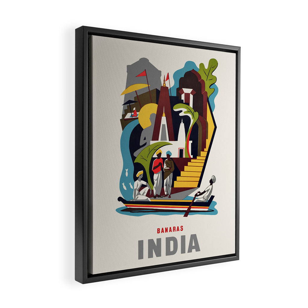 India Vintage Travel Poster, 1950s Framed Canvas Print Gallery Image 2