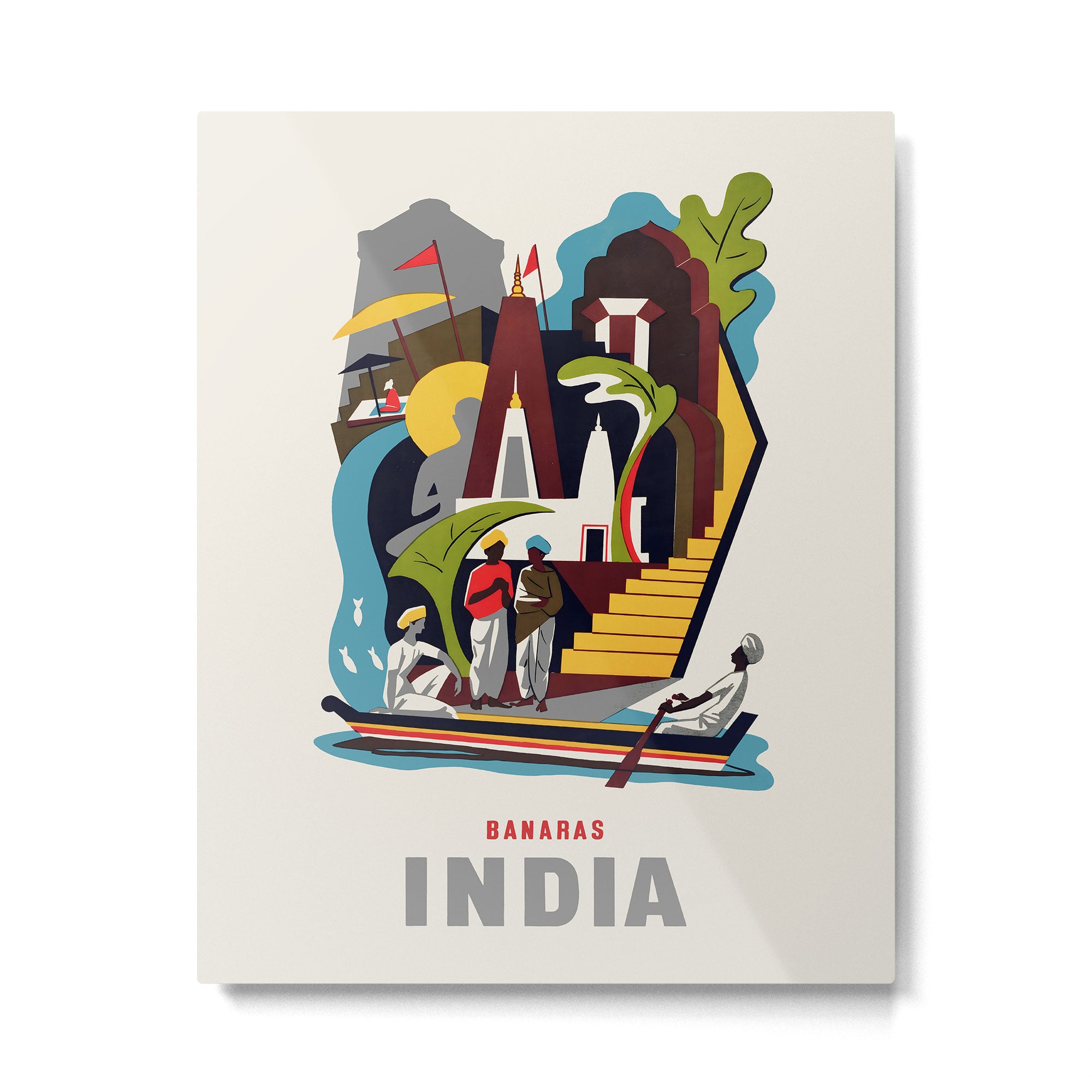 India Vintage Travel Poster, 1950s Metal Print Gallery Image 4