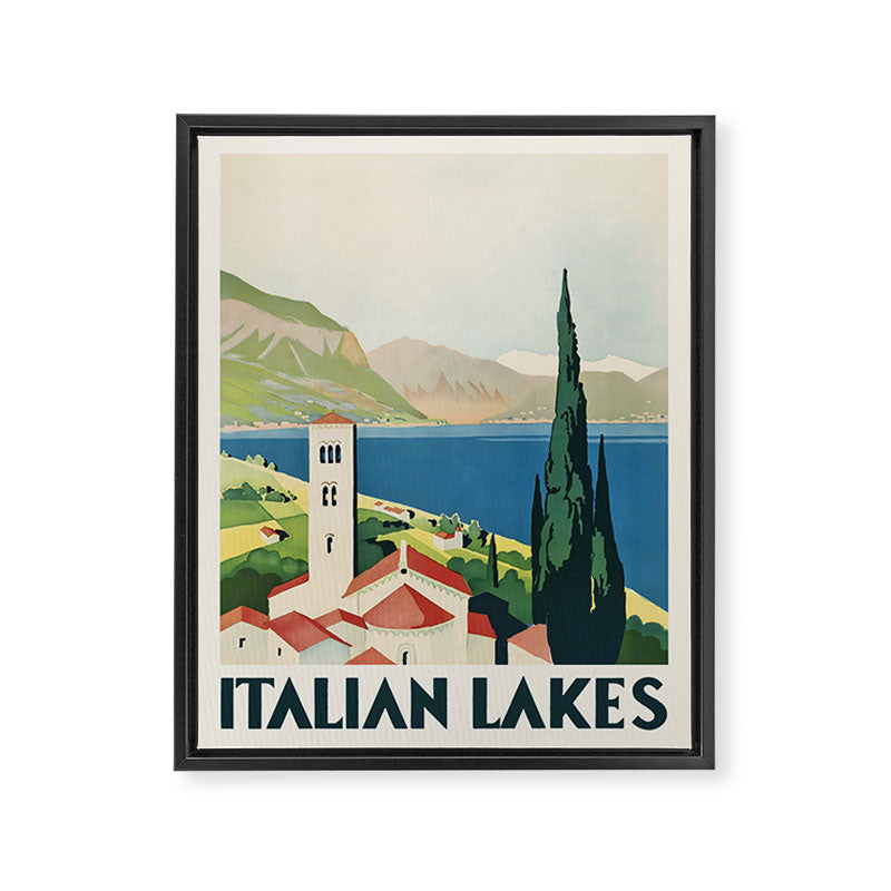 Italian Lakes Vintage Travel Poster, 1930s Framed Canvas Print Gallery Image 6