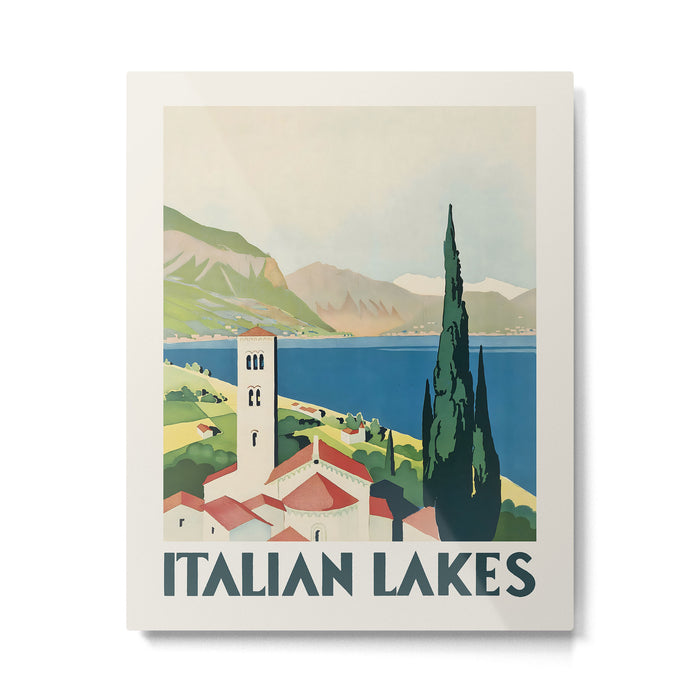 Italian Lakes Vintage Travel Poster, 1930s Metal Print Gallery Image 1