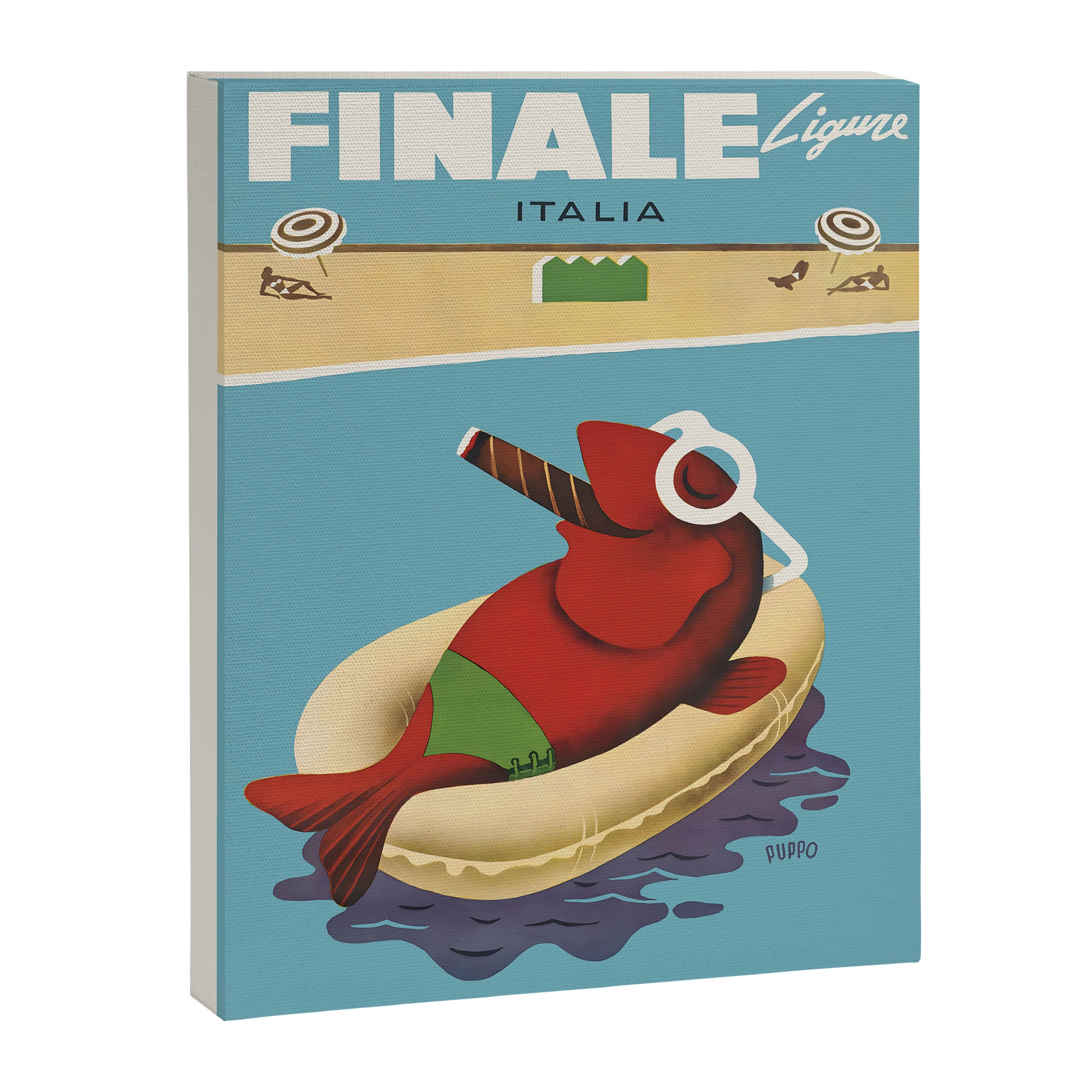 Italy Vintage Travel Poster - Finale Ligure, 1954 Canvas Print Gallery Image 6