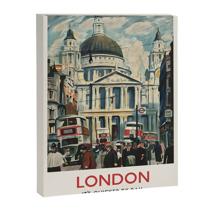 London, It's Quicker by Rail, 1939 Canvas Print Gallery Image 1