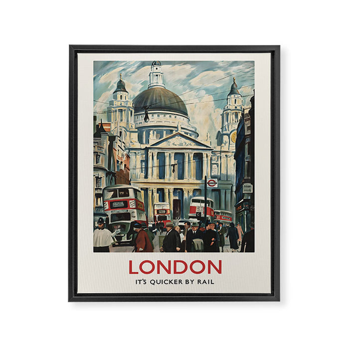 London, It's Quicker by Rail, 1939 Framed Canvas Print Gallery Image 1