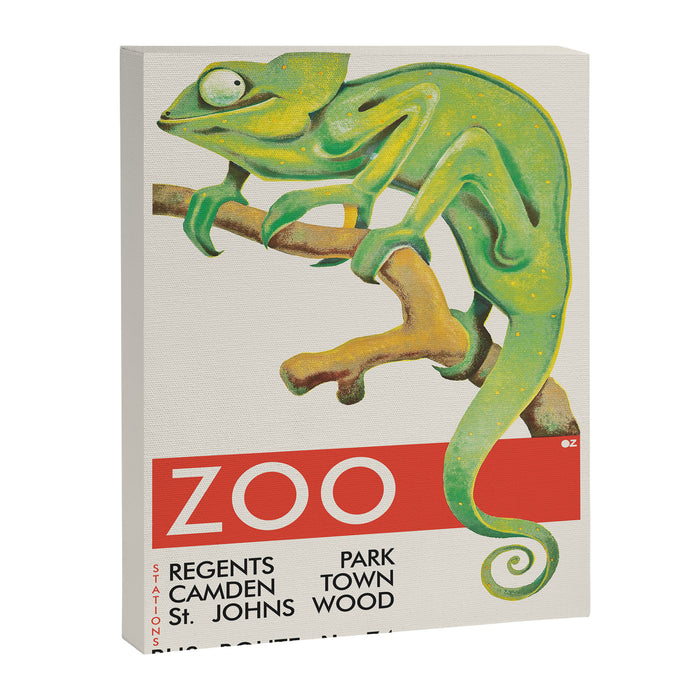 London Zoo Vintage Poster with Chameleon, 1935 Canvas Print Gallery Image 1