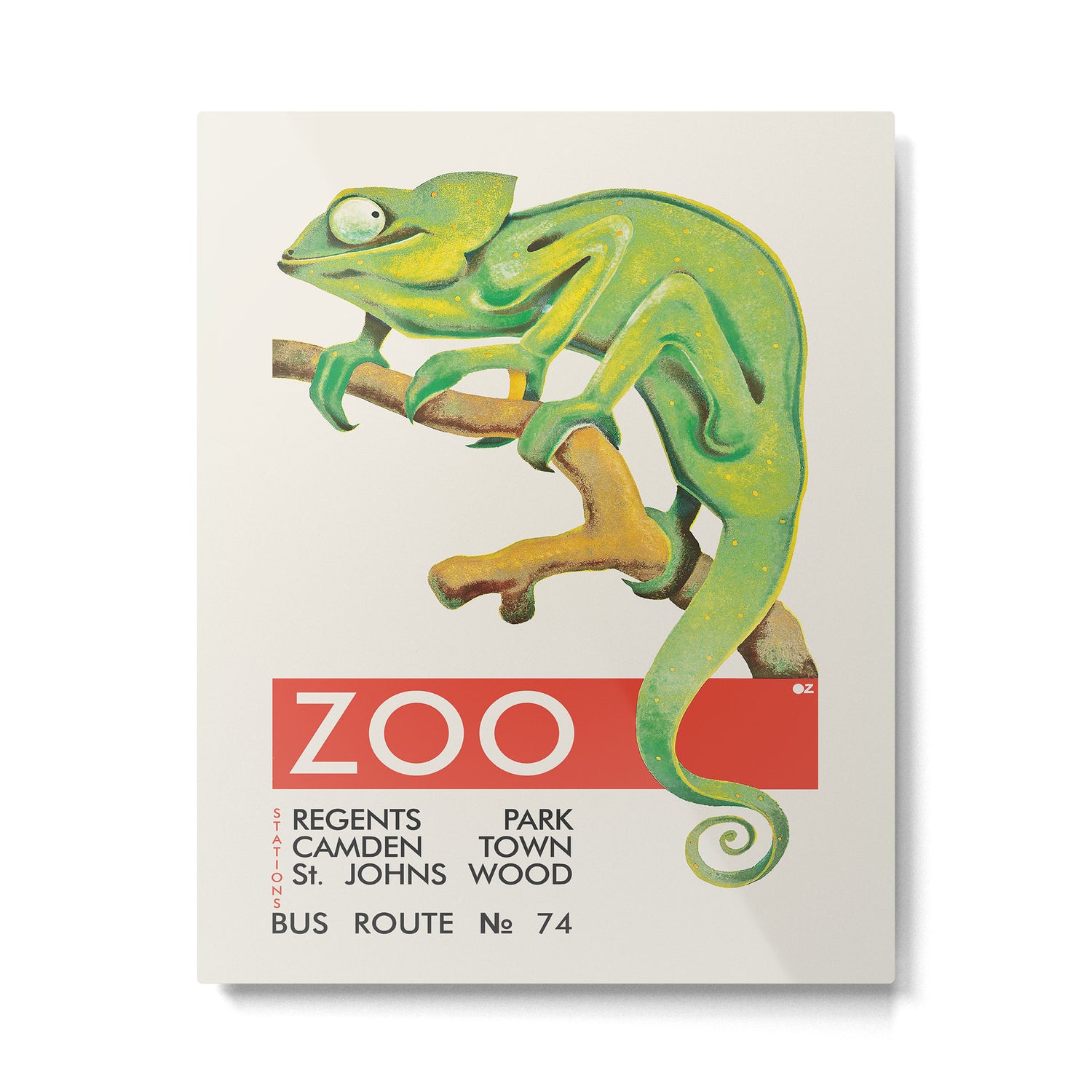London Zoo Vintage Poster with Chameleon, 1935 Metal Print Gallery Image 4