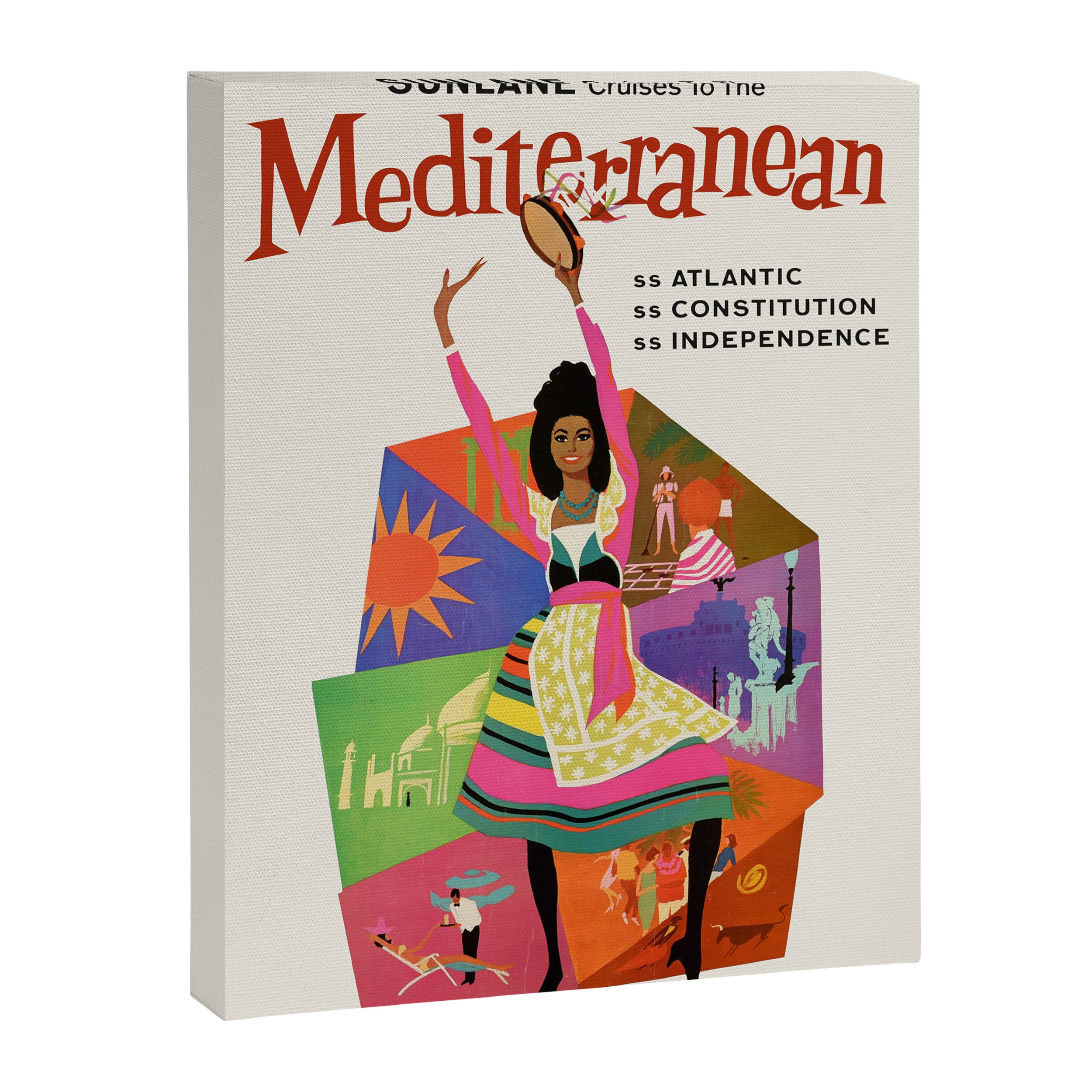 Mediterranean Vintage Travel Poster, 1960s Canvas Print Gallery Image 6