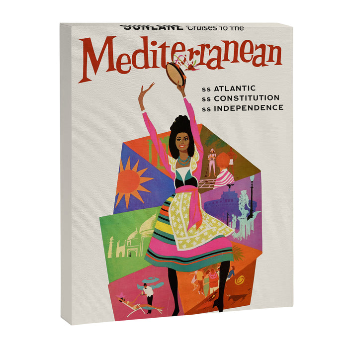 Mediterranean Vintage Travel Poster, 1960s Canvas Print Gallery Image 1
