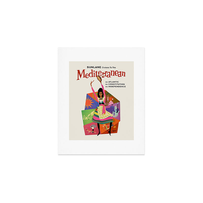 Mediterranean Vintage Travel Poster, 1960s Art Print Gallery Image 1