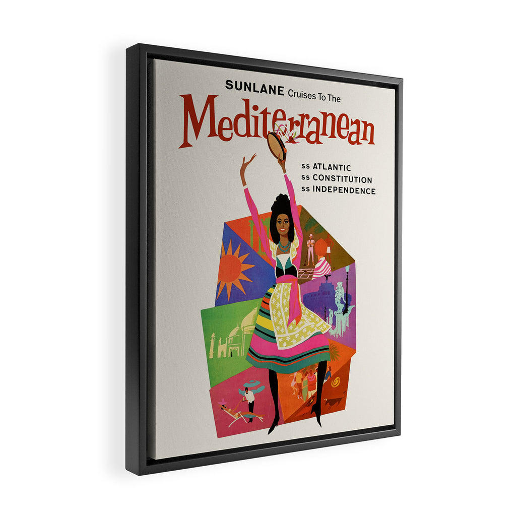 Mediterranean Vintage Travel Poster, 1960s Framed Canvas Print Gallery Image 2
