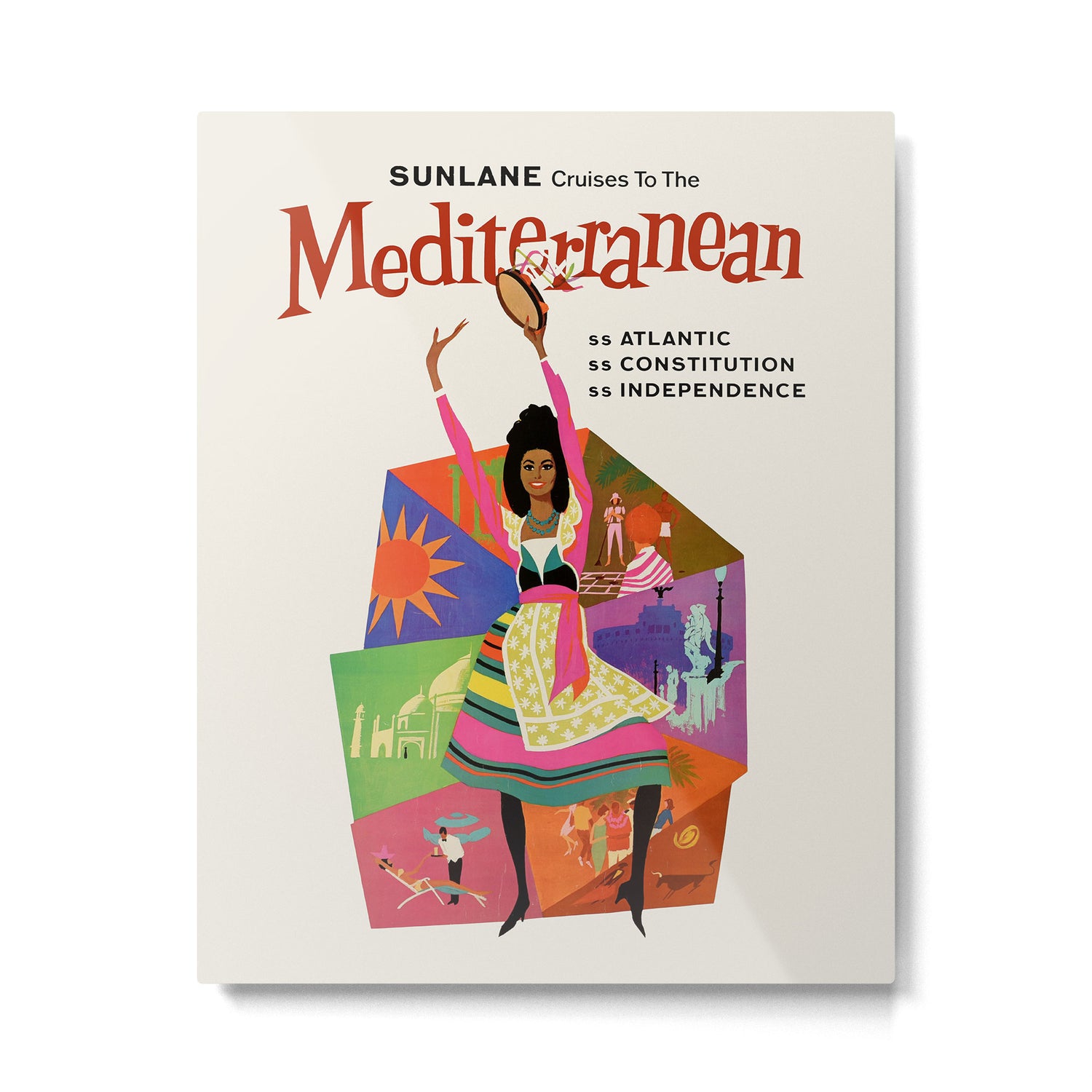 Mediterranean Vintage Travel Poster, 1960s Metal Print Gallery Image 4