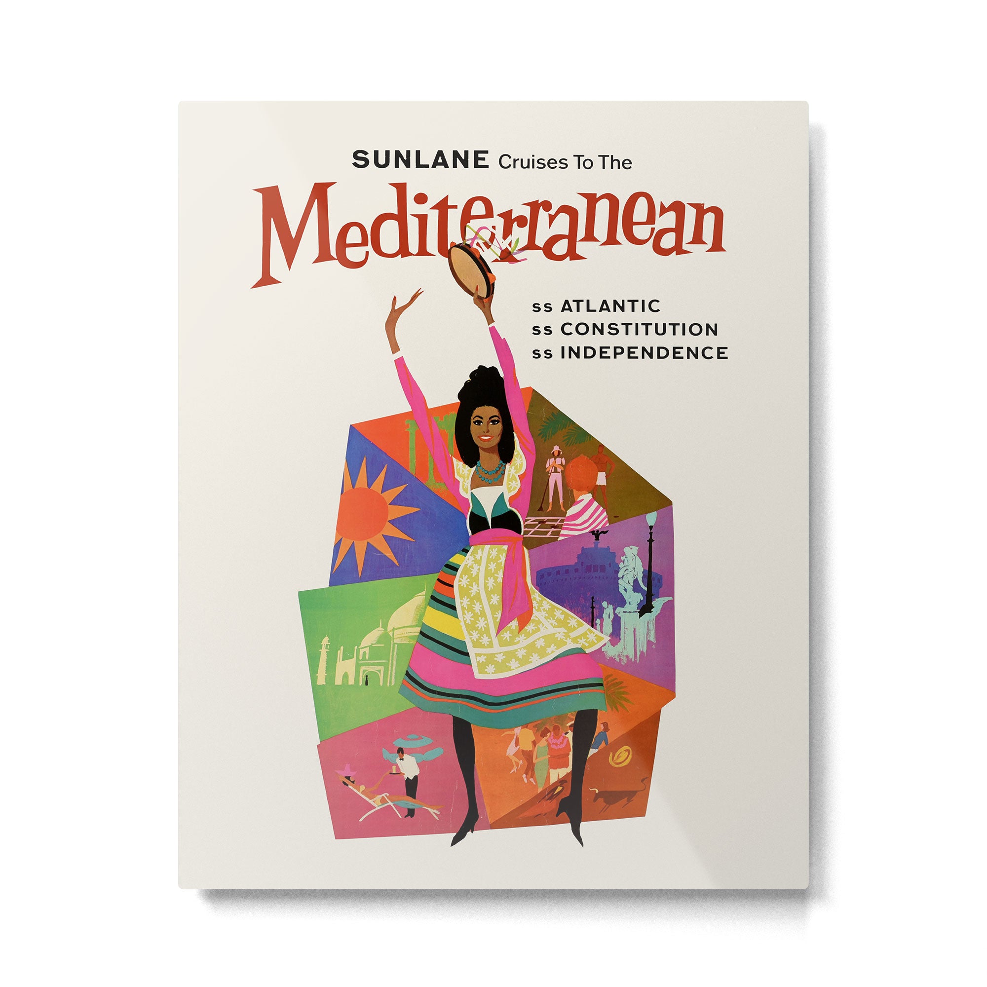 Mediterranean Vintage Travel Poster, 1960s Metal Print Gallery Image 4
