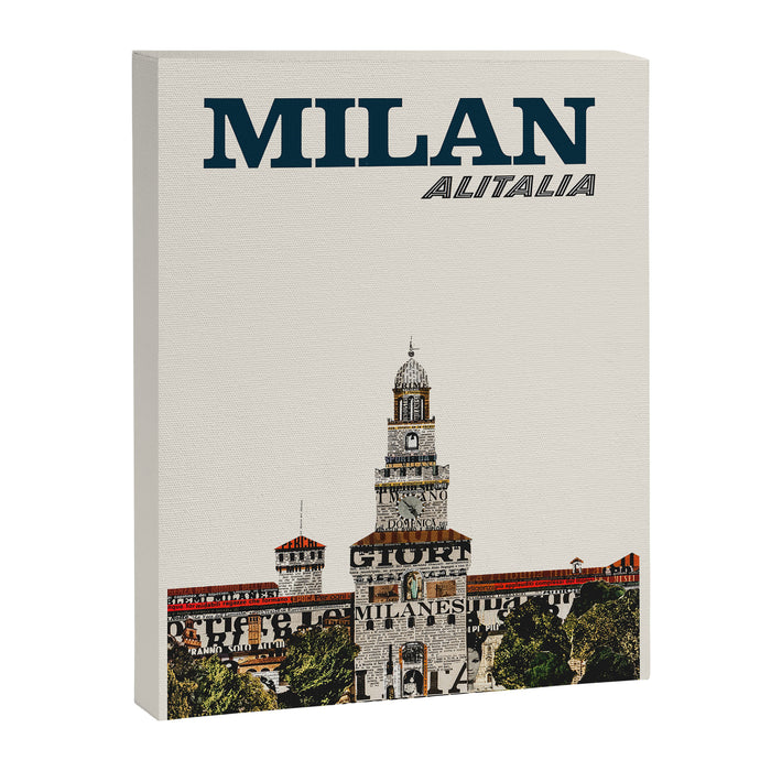 Milan Vintage Travel Poster, 1960s Canvas Print Gallery Image 1