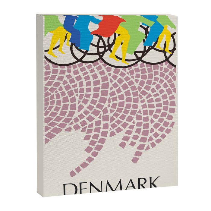 Modernist Poster Denmark Cycling, 1960s Canvas Print Gallery Image 1