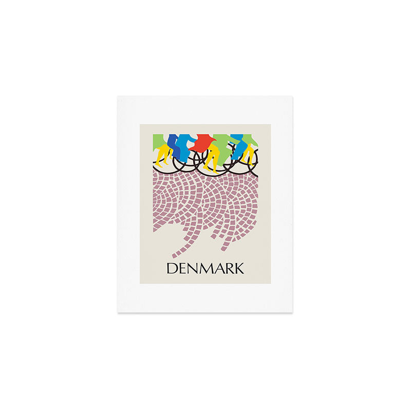 Modernist Poster Denmark Cycling, 1960s Art Print Gallery Image 1