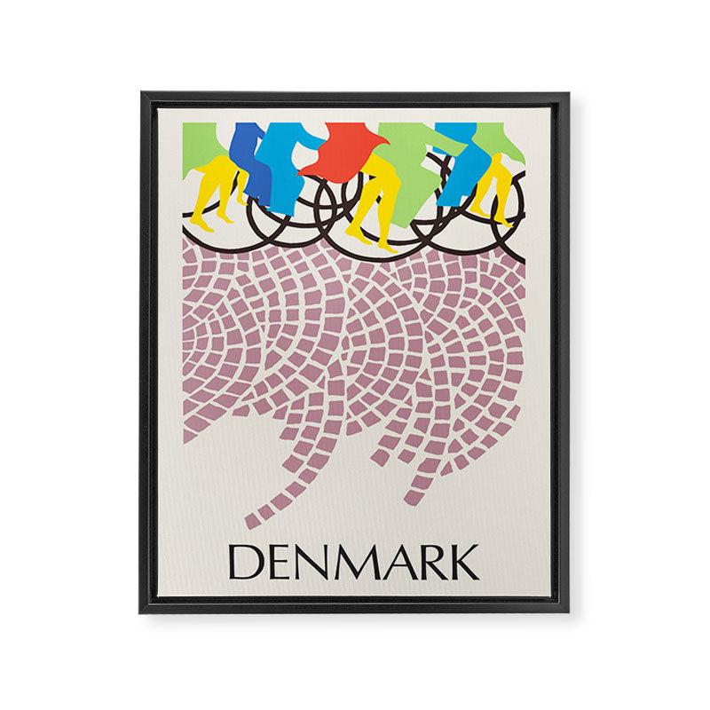 Modernist Poster Denmark Cycling, 1960s Framed Canvas Print Gallery Image 6