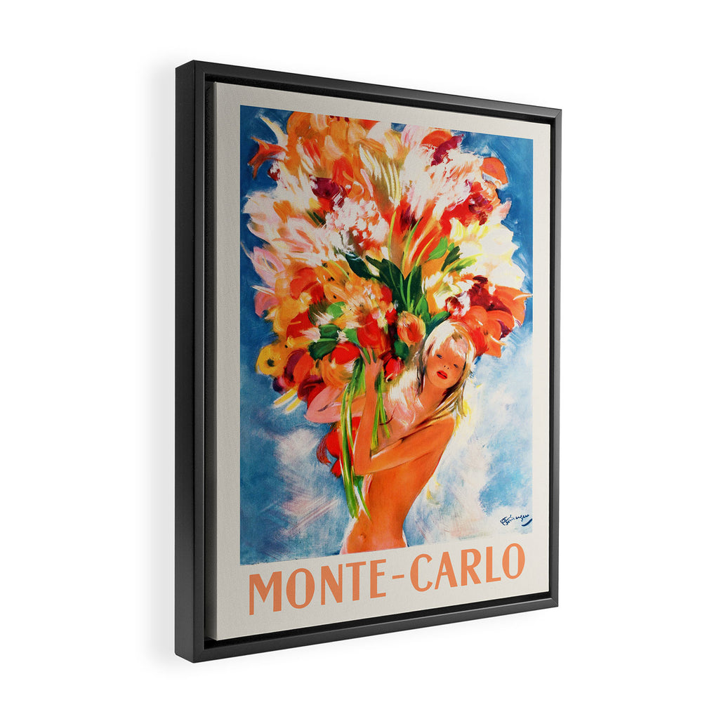 Monte Carlo Vintage Travel Poster in Pin-Up Style, 1950 Framed Canvas Print Gallery Image 2
