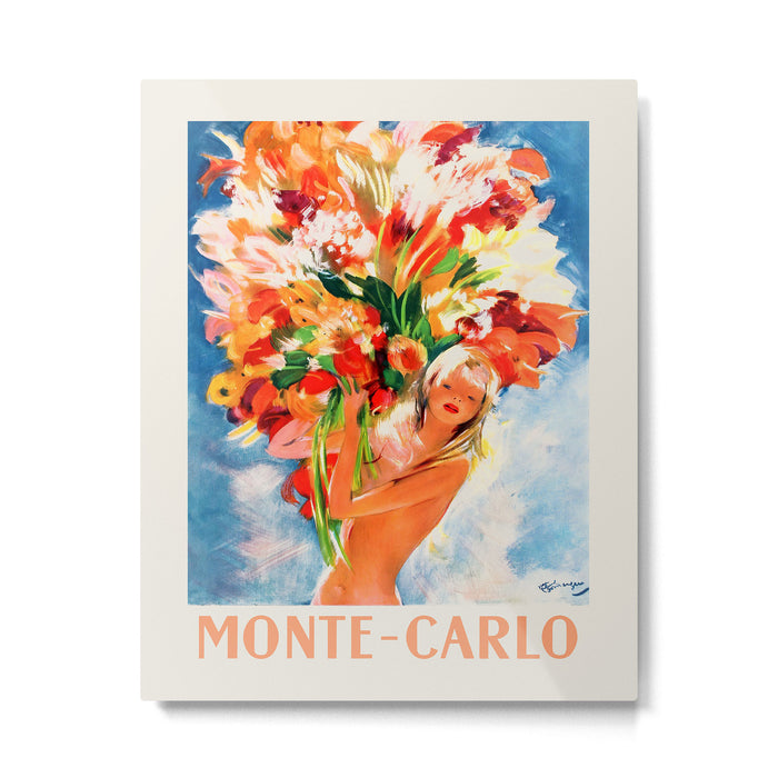 Monte Carlo Vintage Travel Poster in Pin-Up Style, 1950 Metal Print Gallery Image 1