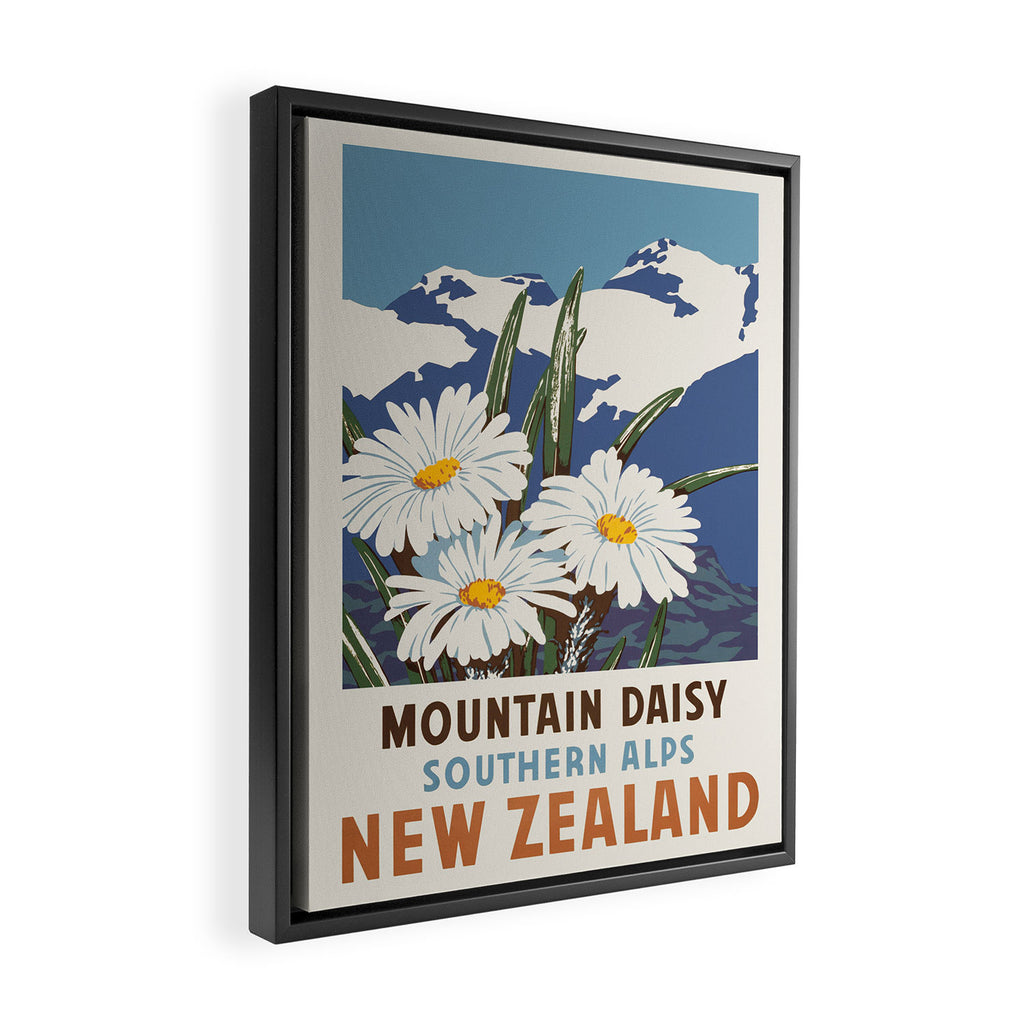 New Zealand, Southern Alps - Vintage travel poster, 1930s Framed Canvas Print Gallery Image 2