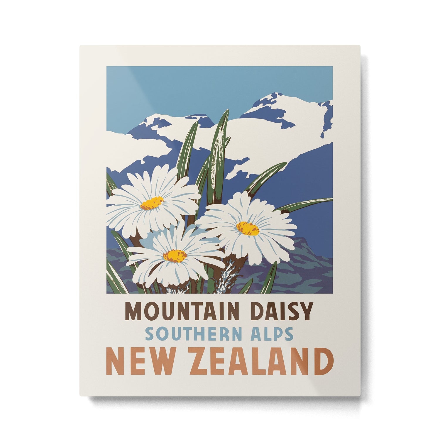 New Zealand, Southern Alps - Vintage travel poster, 1930s Metal Print Gallery Image 4