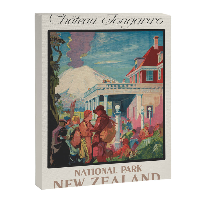 New Zealand Vintage Travel Poster - Tongariro National Park, 1920s Canvas Print Gallery Image 1