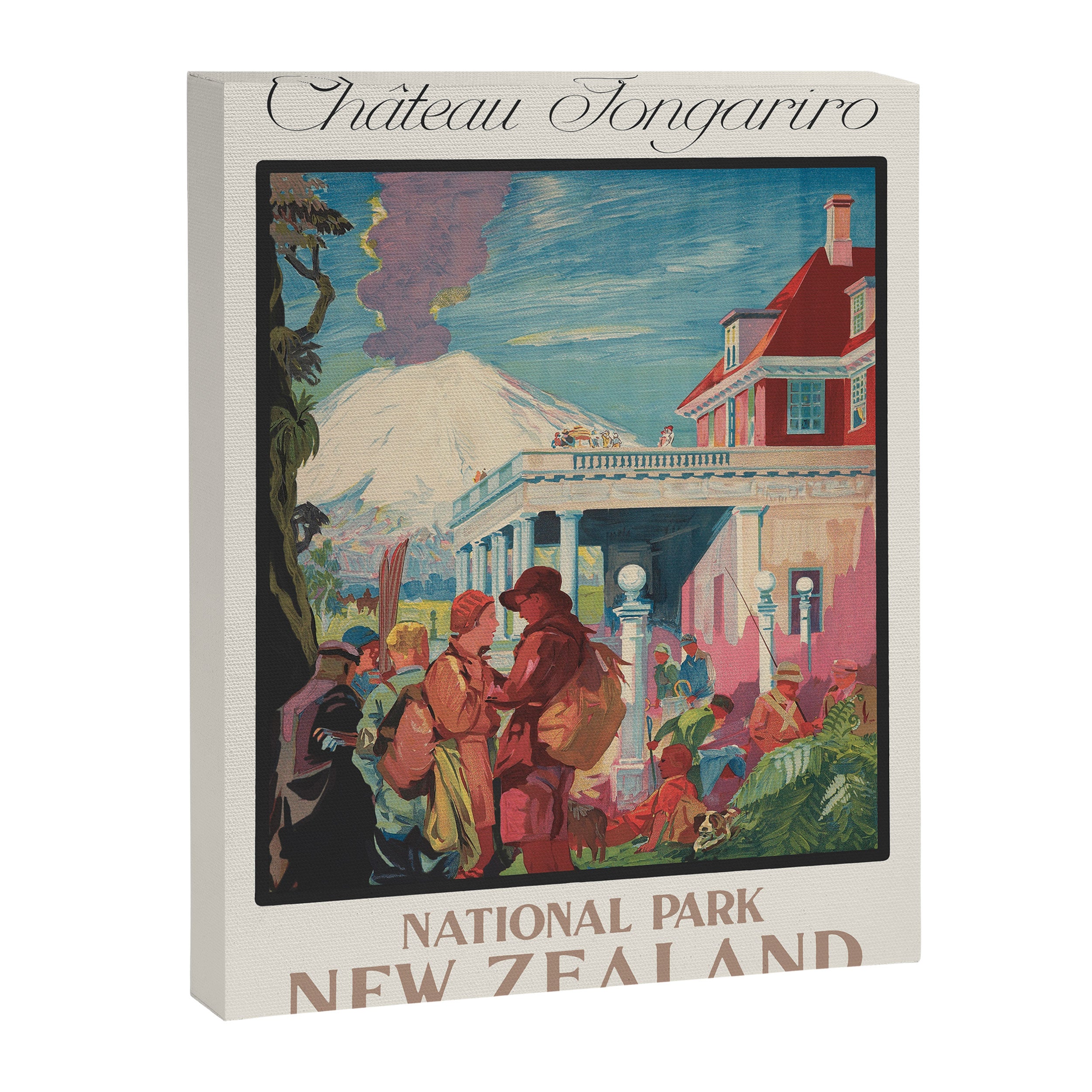 New Zealand Vintage Travel Poster - Tongariro National Park, 1920s Canvas Print Gallery Image 6