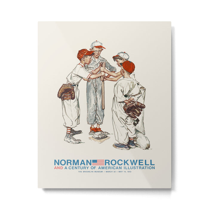 Norman Rockwell Art Exhibition Poster with Baseball illustration Metal Print Gallery Image 1