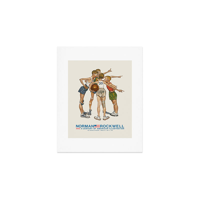 Norman Rockwell Art Exhibition Poster with Basketball illustration Art Print Gallery Image 1