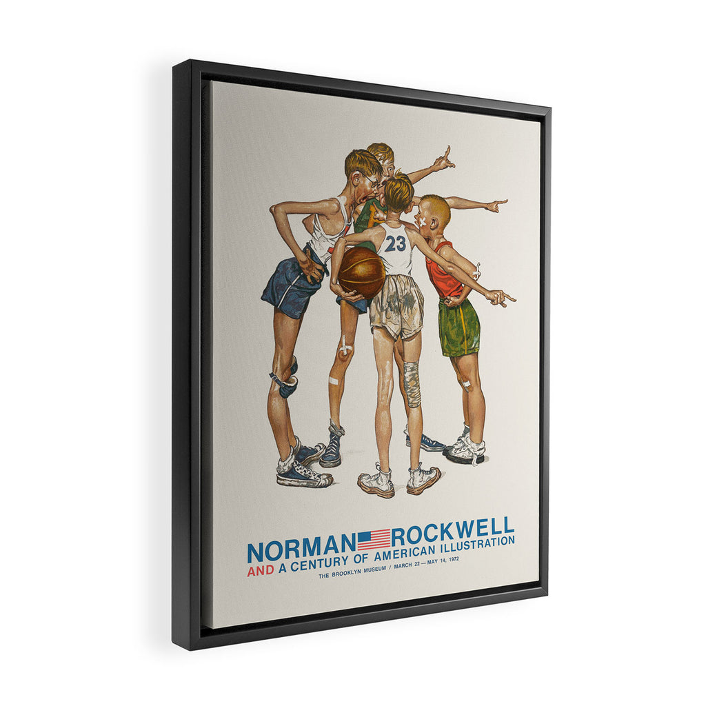 Norman Rockwell Art Exhibition Poster with Basketball illustration Framed Canvas Print Gallery Image 2
