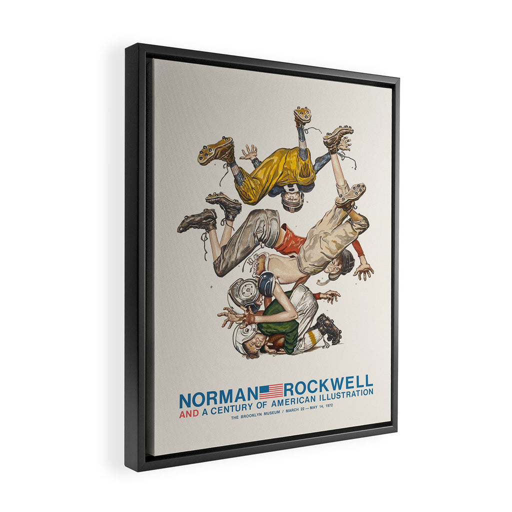 Norman Rockwell Art Exhibition Poster with Football illustration Framed Canvas Print Gallery Image 2