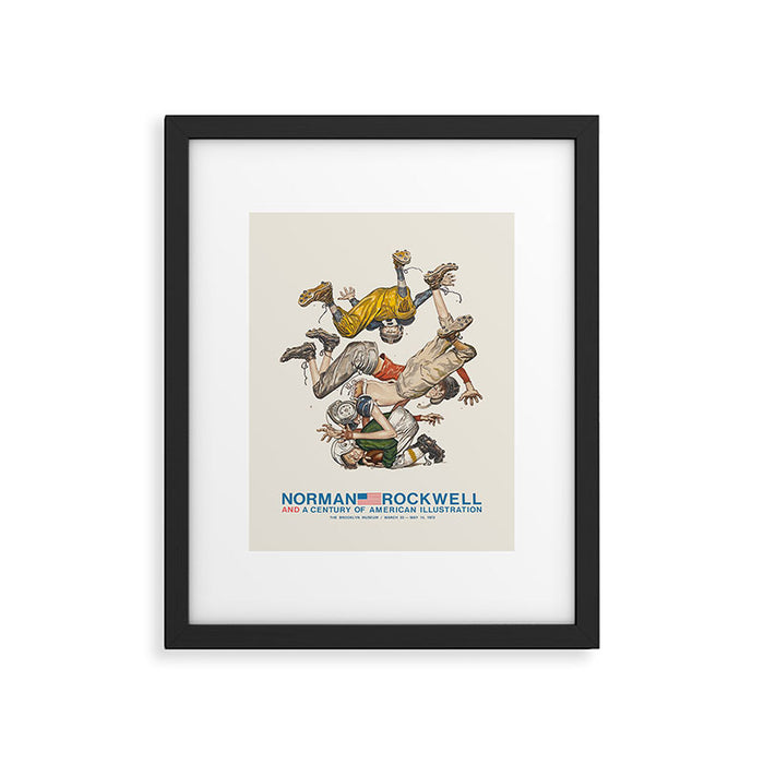 Norman Rockwell Art Exhibition Poster with Football illustration Framed Art Print Gallery Image 1