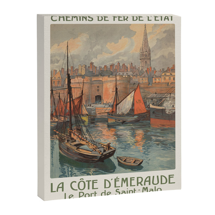Saint Malo - Vintage french travel poster, 1920s Canvas Print Gallery Image 1