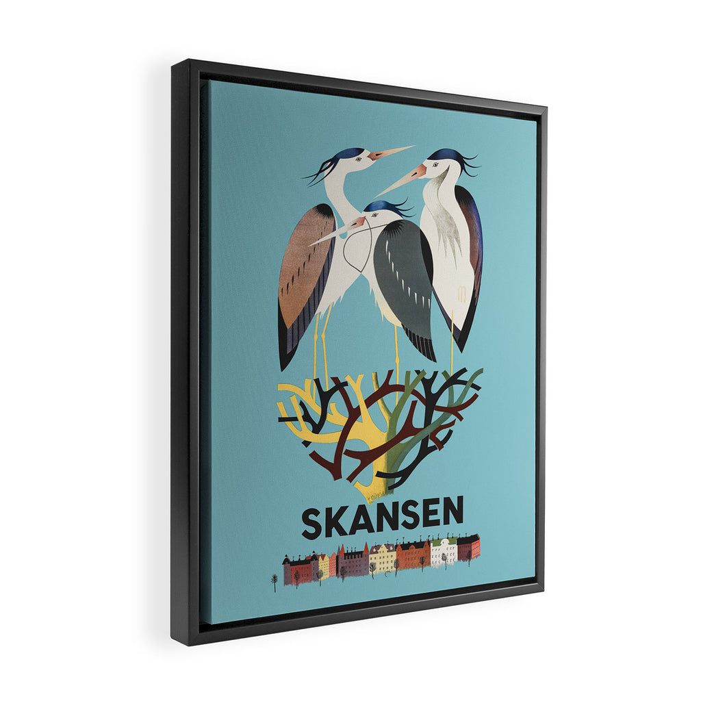 Skansen Zoo - Vintage Swedish Poster, 1954 Framed Canvas Print Gallery Image 2